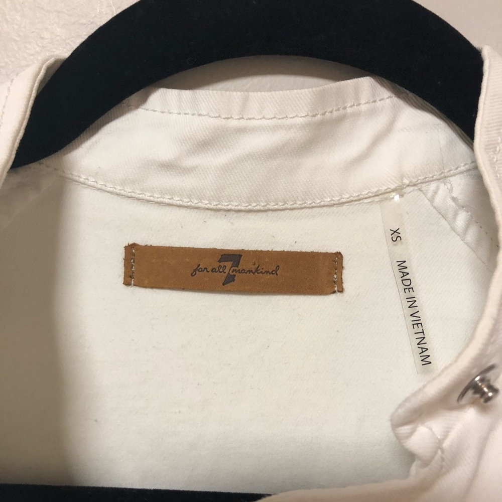 White Coated Denim Motorcycle Jacket - Picture 3 of 7